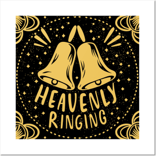 Heavenly Ringing For Handbell Ringers Choir Black Background Posters and Art